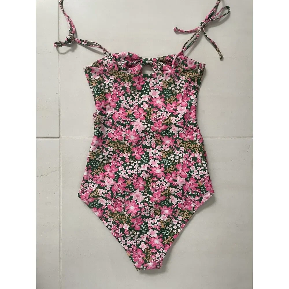Aila Blue Swim One Piece Swimsuit Carmella Ditsy Floral Beach Summer Coquette
